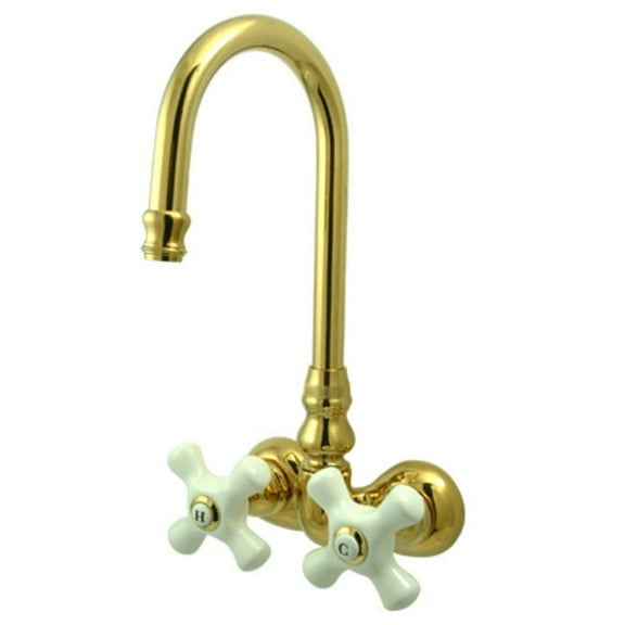 Elements Of Design Dt0712px Double Handle Wall Mounted Clawfoot Tub Filler - Brass