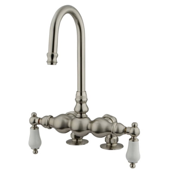 Elements Of Design Dt0918pl Double Handle Deck Mounted Clawfoot Tub Filler - Nickel
