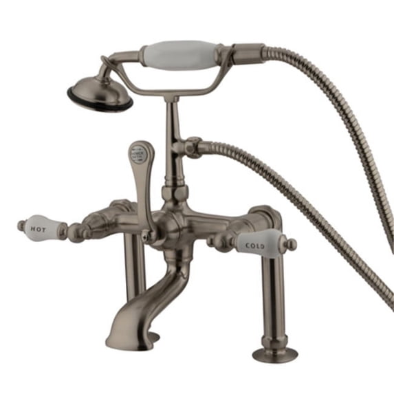 Elements Of Design Dt1038cl Triple Handle Deck Mounted Clawfoot Tub Filler - Nickel