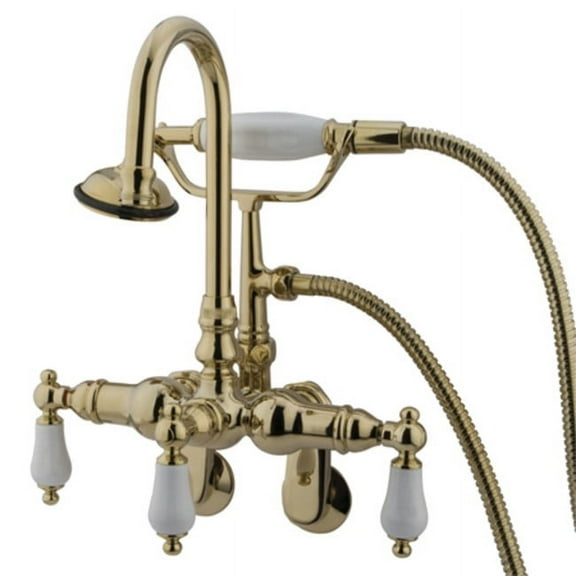 Elements Of Design Dt3012cl Triple Handle Wall Mounted Clawfoot Tub Filler - Brass