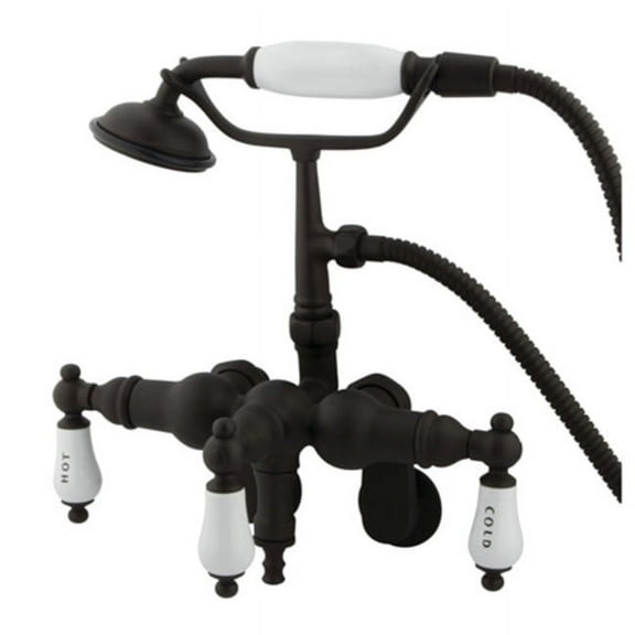 Elements Of Design Dt4195cl Triple Handle Wall Mounted Clawfoot Tub Filler - Bronze