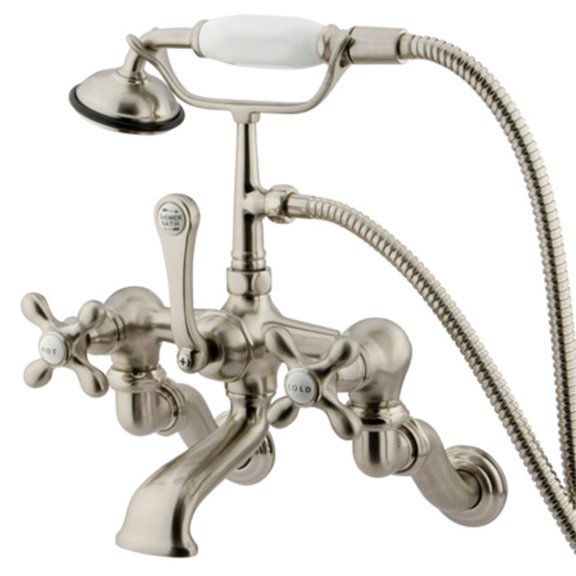 Elements Of Design Dt4578ax Triple Handle Wall Mounted Clawfoot Tub Filler - Nickel