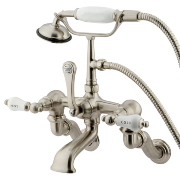 Elements Of Design Dt4578cl Triple Handle Deck Mounted Clawfoot Tub Filler - Nickel