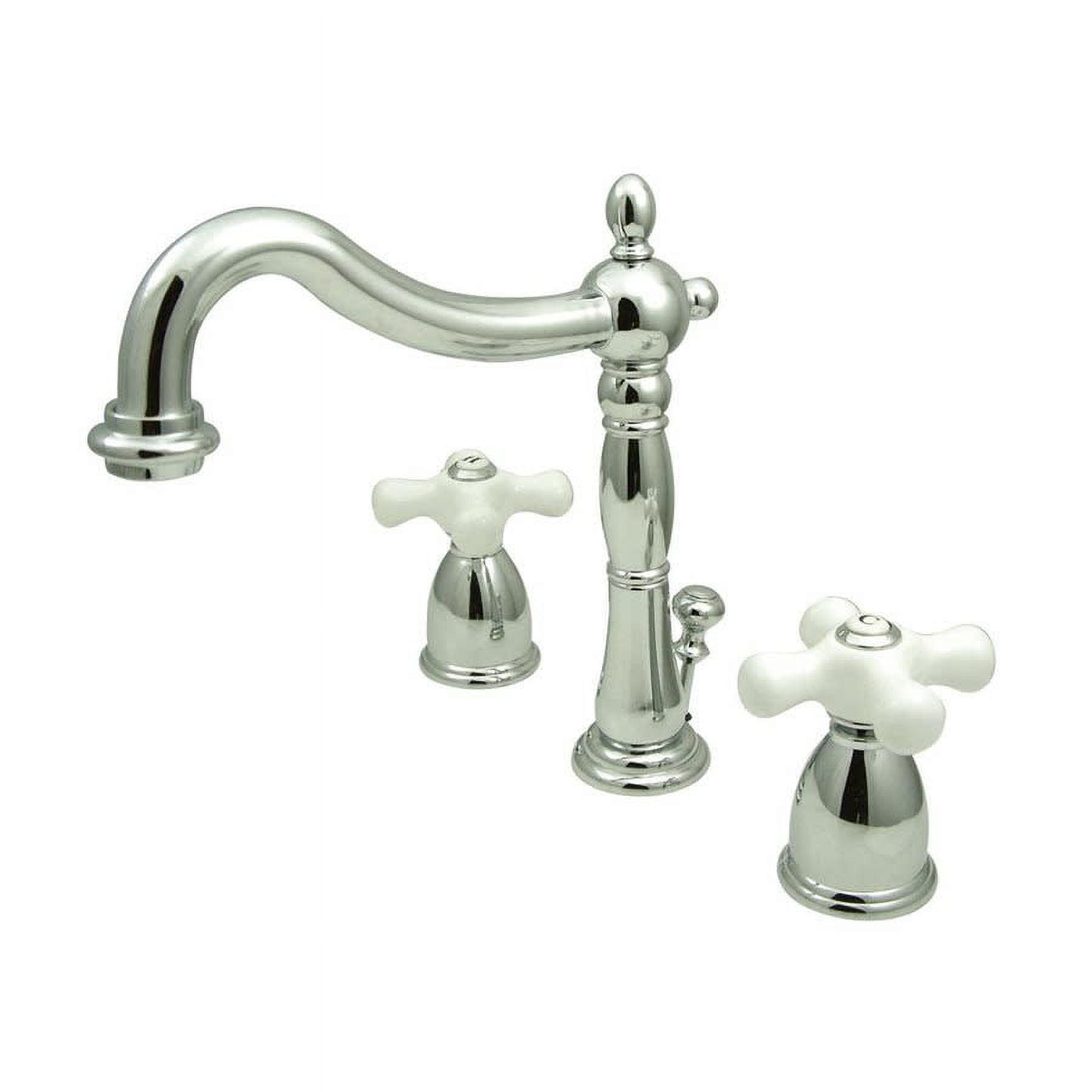 Elegant Polished Chrome Widespread Bathroom Faucet with Porcelain Cross Handles