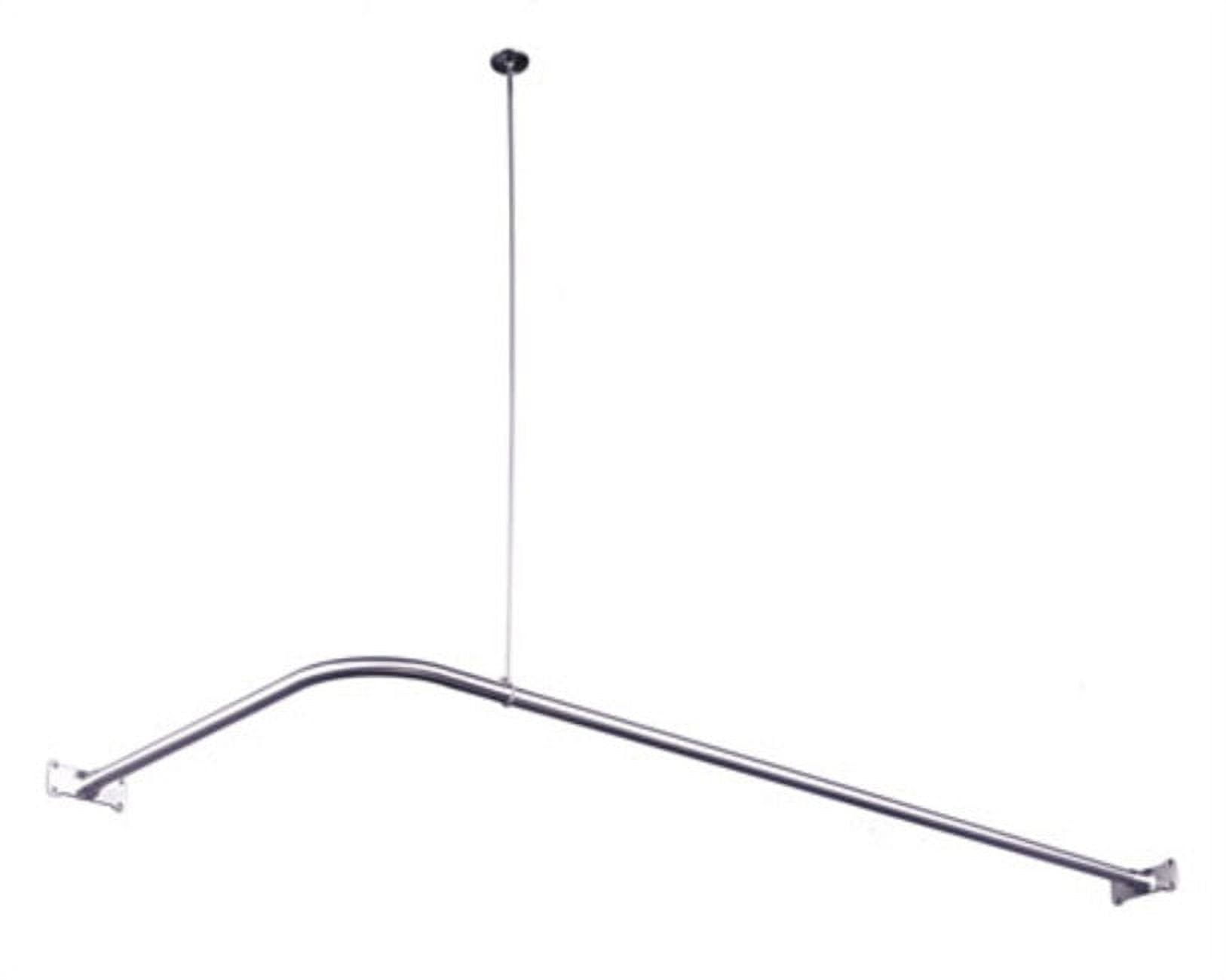 Polished Chrome L-Shaped Corner Shower Rod with Ceiling Support