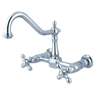 Elements Of Design Wall Mount Bathroom Faucet - Oil Rubbed Bronze, Cross Handles, 8-5/16" Spout Reach