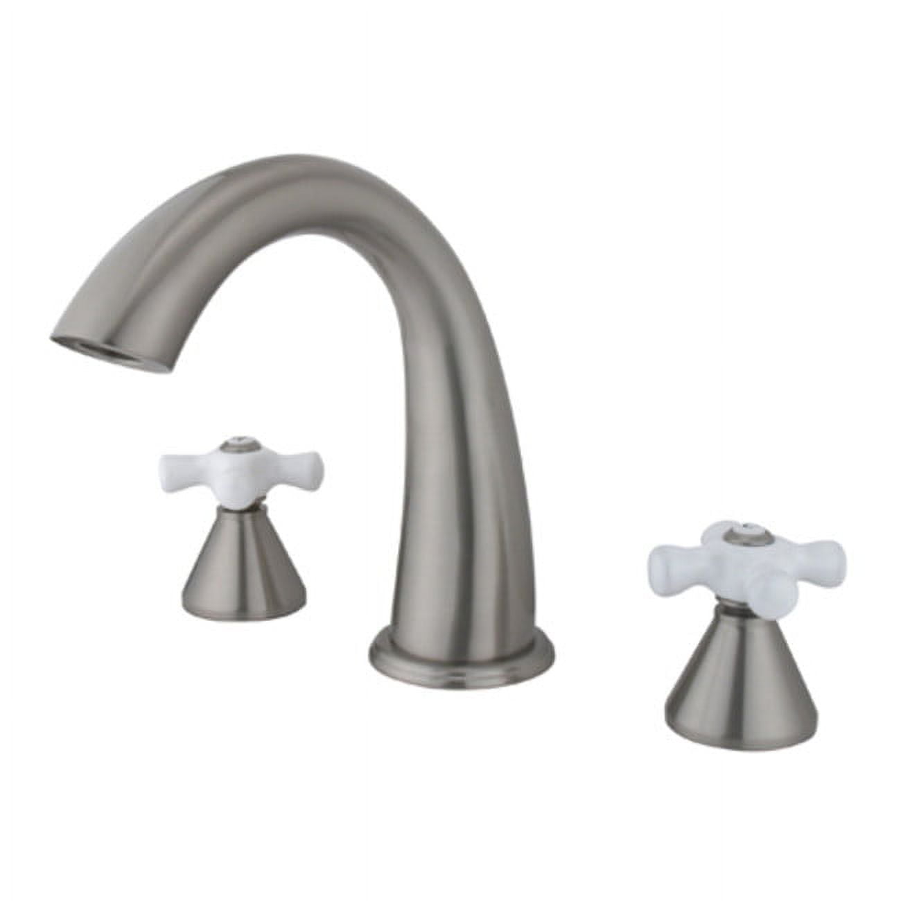Satin Nickel Double Handle Deck Mounted Roman Tub Faucet