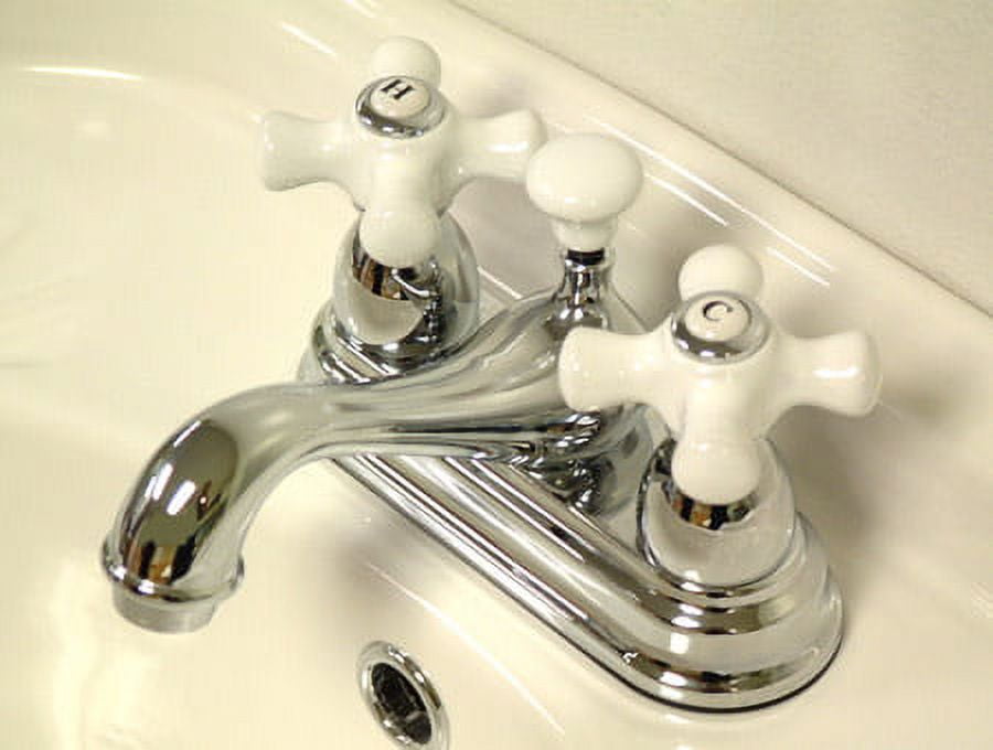 Polished Chrome Double Handle Centerset Bathroom Faucet with Ceramic Handles