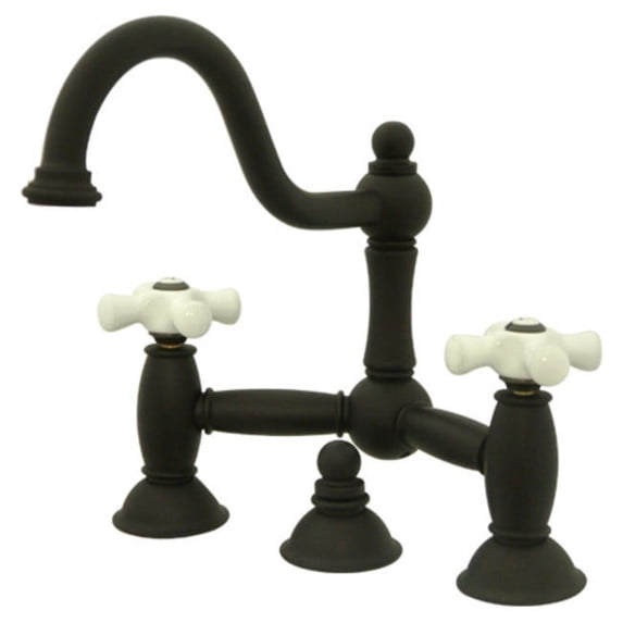 Elements Of Design ES3915PX Double Handle 8" Center Bridge Bathroom Faucet - Bronze