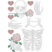 Elements Rhinestonet Iron on Transfer 11.7x8.3 Inch and Roses Heat Transfer Decal Bling Decals Clear Rhinestone Template Clothing Repair Applique for T-Shirt Pants Bags