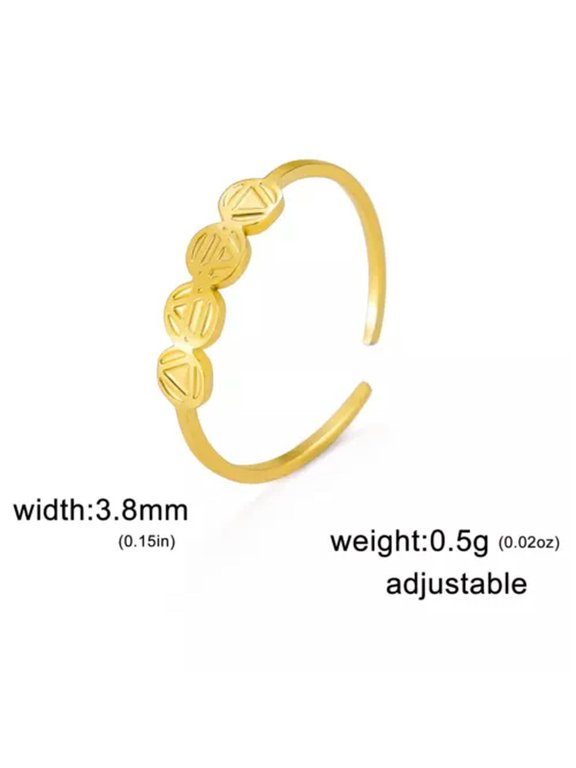 Elements Rings Alchemical Symbols Air Water Fire Stainless Steel Adjustable Ring