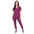 thumbnail image 1 of Elements Select ES2936 Women's V-Neck Scrub Top and Jogger Scrub Set Wine XX-Small, 1 of 7