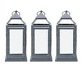 thumbnail image 1 of Elements Set of 3 12-inch Gray Metal Decorative Lanterns, 1 of 11