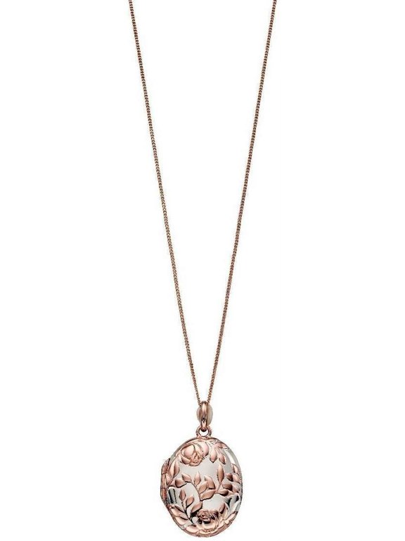 Rose Bush Locket Pendant - Silver/Rose Gold