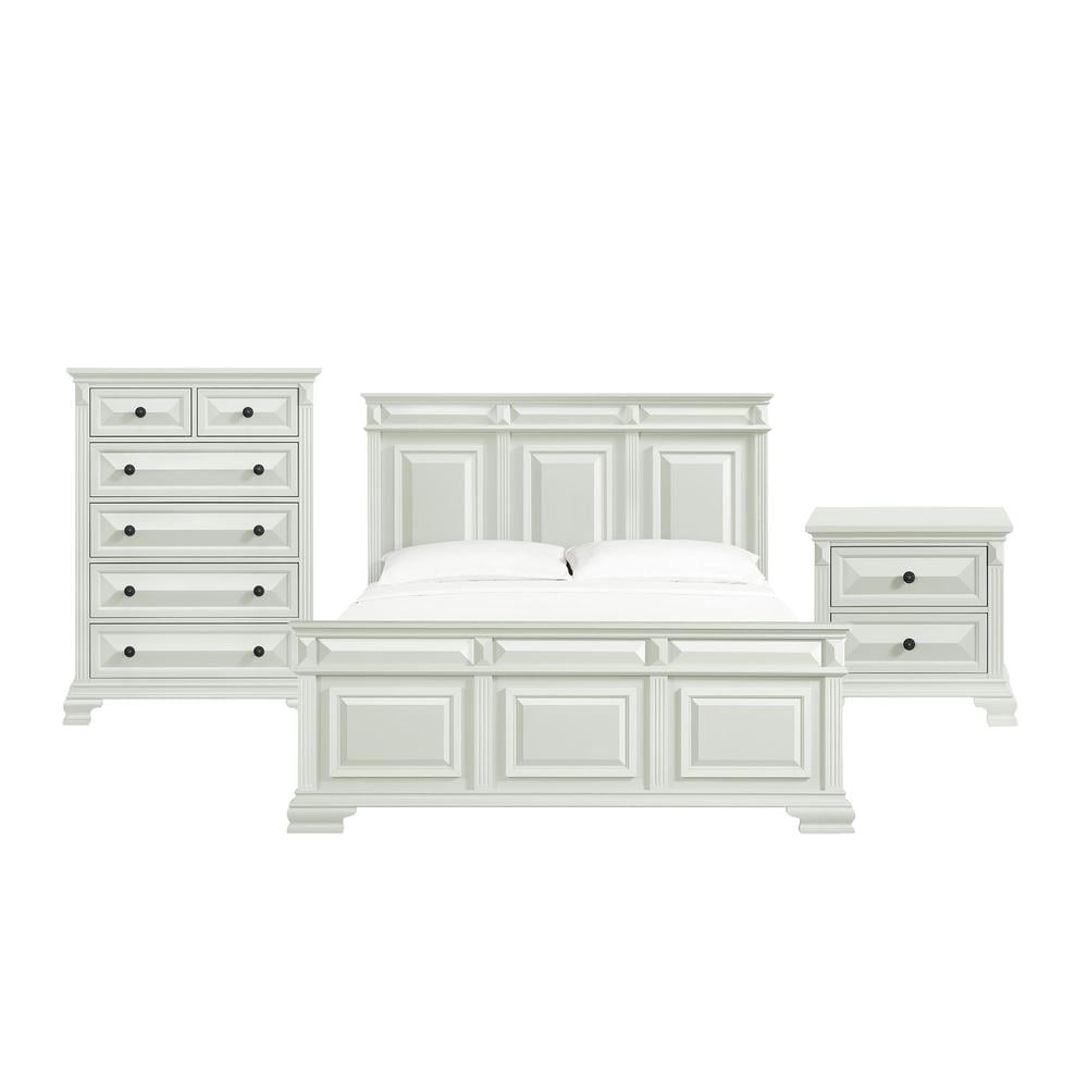 Elements Sumner King Panel Bed in Antique White