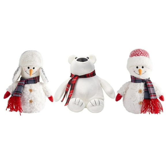 Elements Winter Door Stopper - Snowman & Polar Bear (Set of 3) Festive Holiday Decor - Decorative Door Stopper, Heavy Duty Polyester - Christmas & Seasonal Decorations, Durable Indoor Door Wedge