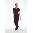 thumbnail image 1 of Elements Women's EL9945 Mock Wrap Scrub Top and Half-Elastic Waistband Scrub Pant Set Wine X-Large, 1 of 3