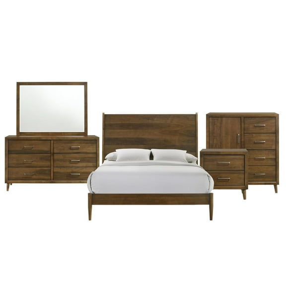 Elements Zuma Queen Panel 5PC Bedroom Set in Walnut