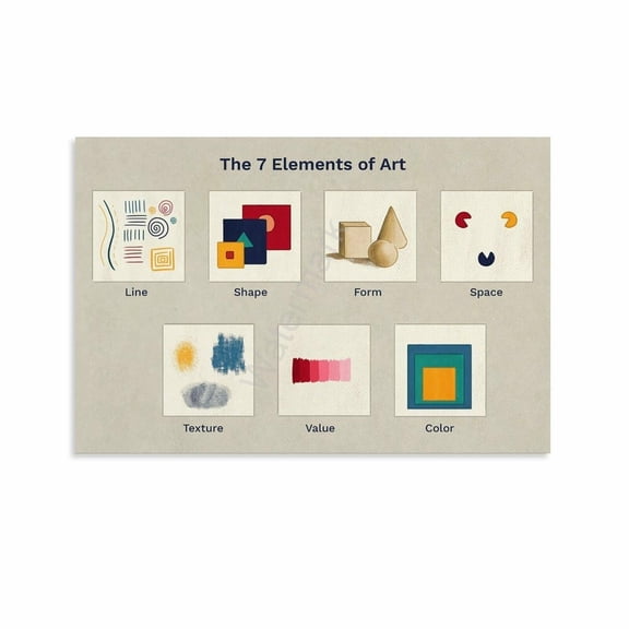 Elements of Art Poster Classroom Wall Art (7) Canvas for Living Room Bedroom Decor