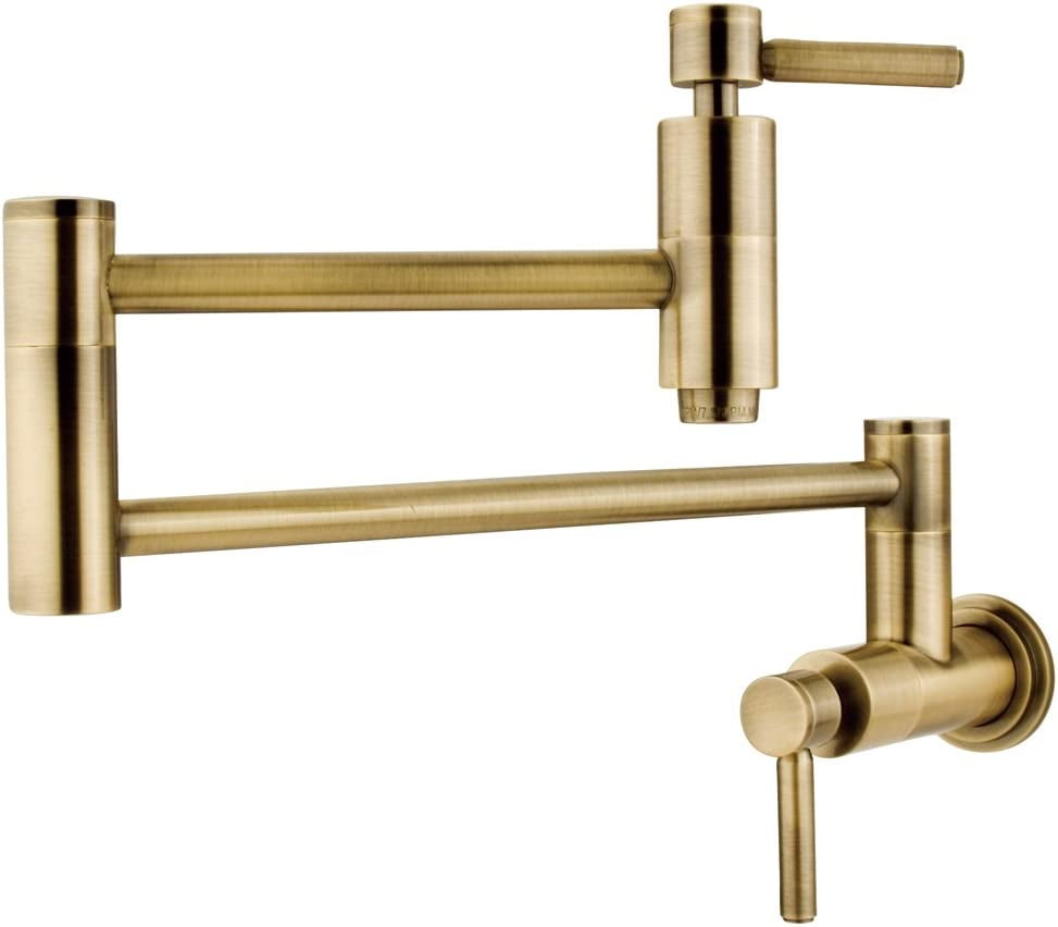Vintage Brass Wall Mounted Pot Filler with Lever Handle