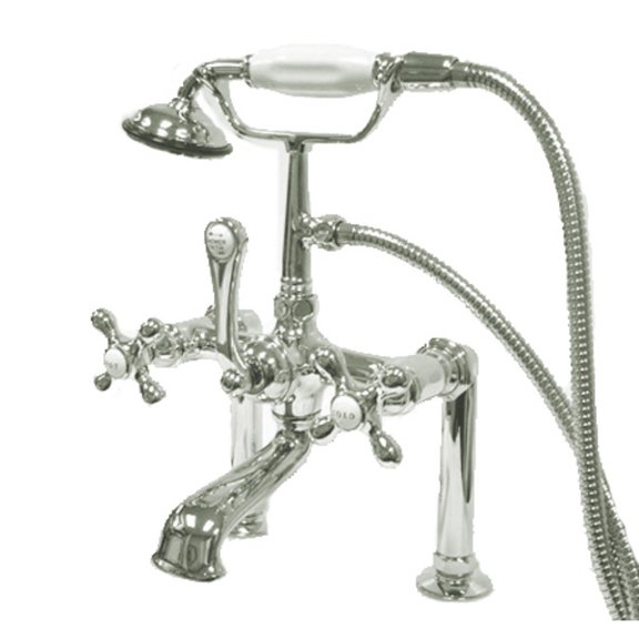 Elements Of Design Dt1041ax Triple Handle Deck Mounted Clawfoot Tub Filler - Chrome