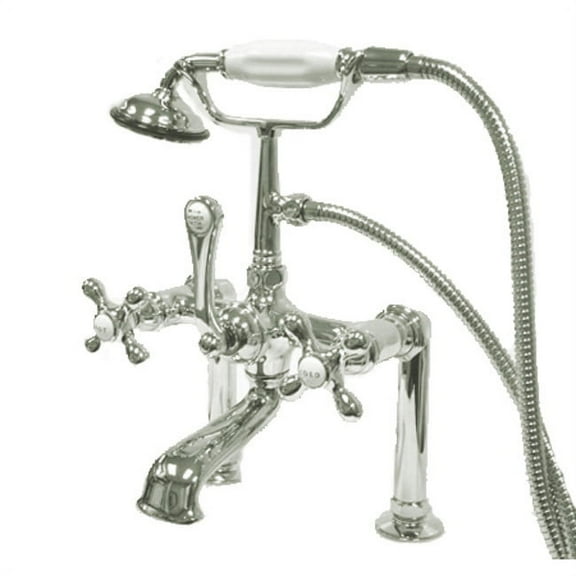 Elements Of Design Dt1041ax Triple Handle Deck Mounted Clawfoot Tub Filler - Chrome
