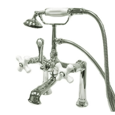 Elements Of Design Dt1041px Triple Handle Deck Mounted Clawfoot Tub Filler - Chrome