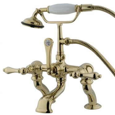Elements Of Design Dt4092al Triple Handle Deck Mounted Clawfoot Tub Filler - Brass