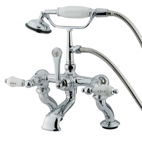 Elements Of Design Dt4101cl Triple Handle Deck Mounted Clawfoot Tub Filler - Chrome