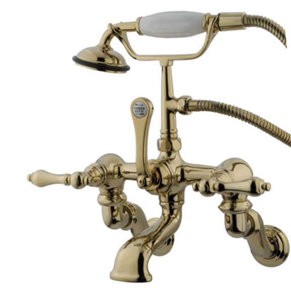 Elements Of Design Dt4572al Triple Handle Wall Mounted Clawfoot Tub Filler - Brass