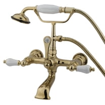 Elements Of Design Dt5512pl Triple Handle Wall Mounted Clawfoot Tub Filler - Brass