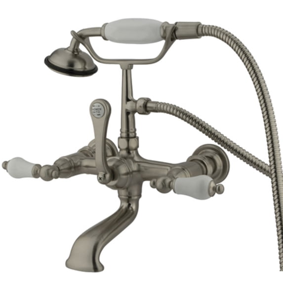 Elements Of Design DT5518PL Triple Handle Wall Mounted Clawfoot Tub Filler - Nickel