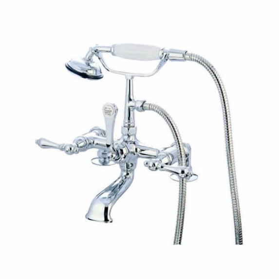 Elements of Design Hot Springs Three Handle Base Mount Clawfoot Tub Faucet with Handshower