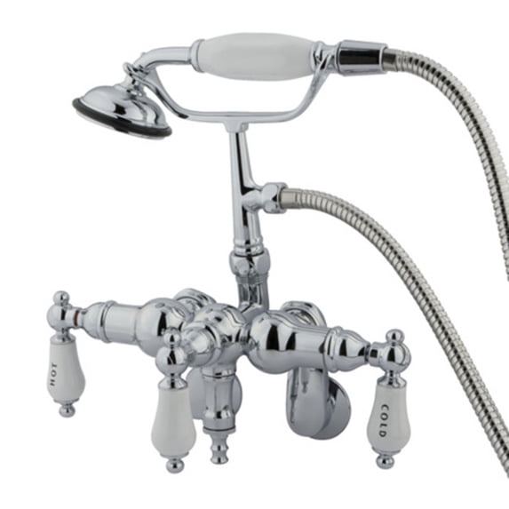 Elements Of Design DT4201CL Triple Handle Wall Mounted Clawfoot Tub Filler - Chrome