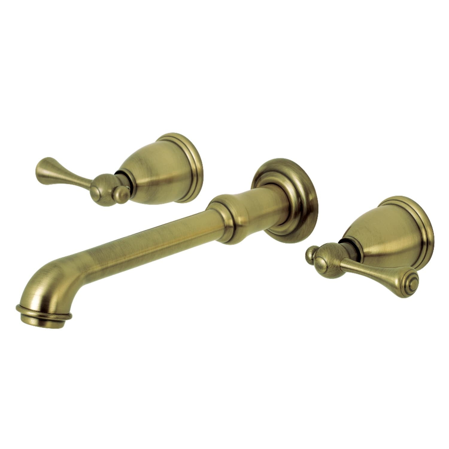 Antique Brass Wall Mount Roman Tub Faucet with Dual Handles