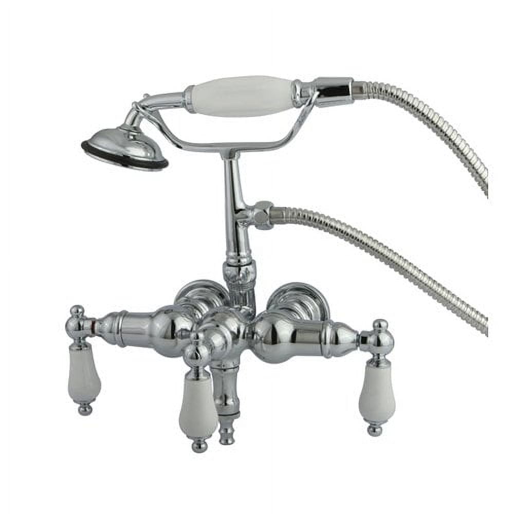 Vintage Triple Handle Wall Mounted Clawfoot Tub Faucet with Handshower
