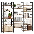 thumbnail image 1 of Elemore Home Triple Wide 5 Tier Bookshelf, Home Office Industrial Bookcase with 14 Open Shelves, 1 of 7
