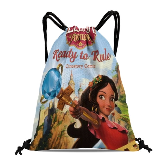 Elena of Avalor Princess Drawstring Sack:Ideal for fitness, hiking, swimming, travel, beach, and shopping, with a waterproof feature, size 15.7*17.7 inches.