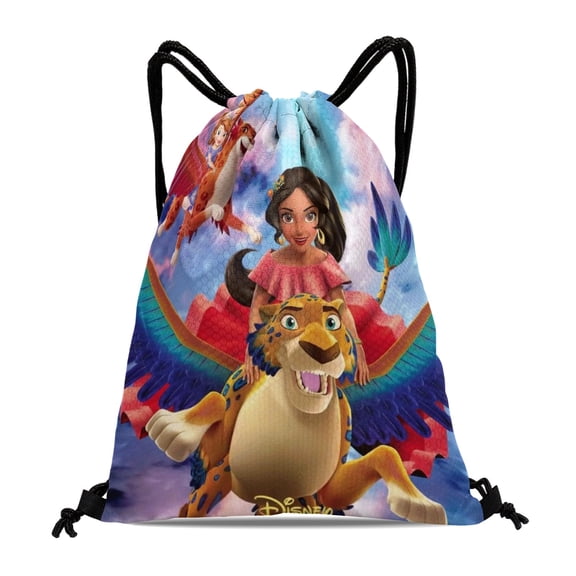 Elena of Avalor Princess Drawstring Sack:Ideal for fitness, hiking, swimming, travel, beach, and shopping, with a waterproof feature, size 15.7*17.7 inches.
