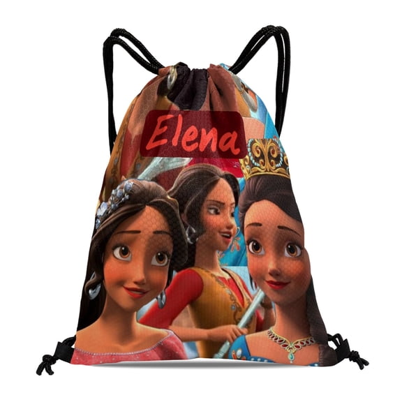 Elena of Avalor Princess Drawstring Swimming Bag:Waterproof, suitable for fitness, yoga, hiking, travel, beach, and shopping, with dimensions of 15.7*17.7 inches.