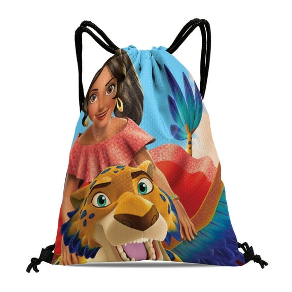 Elena of Avalor Princess Drawstring Swimming Bag:Waterproof, suitable for fitness, yoga, hiking, travel, beach, and shopping, with dimensions of 15.7*17.7 inches.