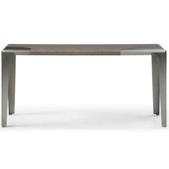 Whiteline CO2029-LGRY Modern Living Elena Console Table in Ash Veneer & Brushed Nickel, Light Gray