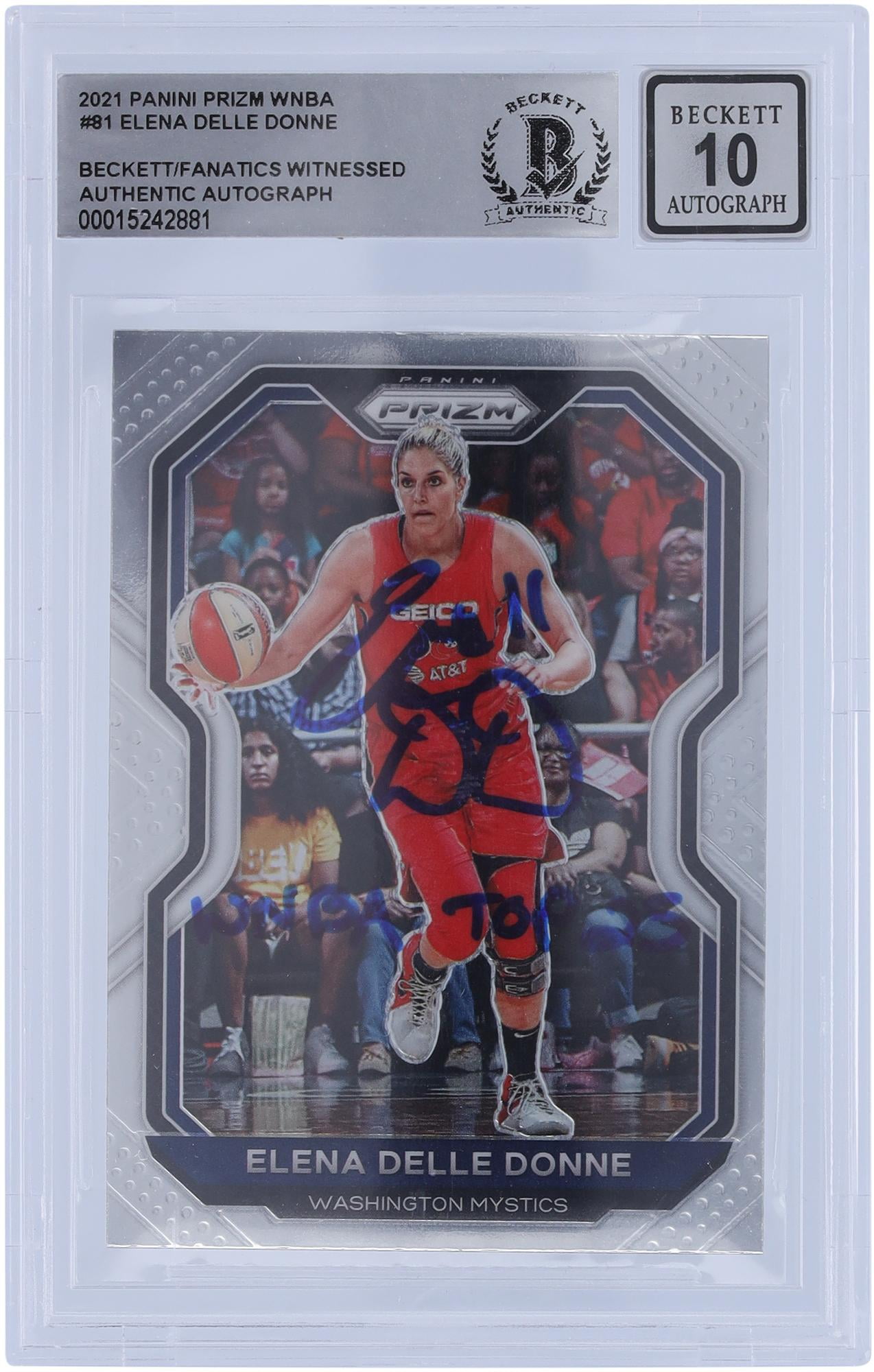 Elena Delle Donne Washington Mystics Autographed 2021 Panini Prizm #81 Beckett Fanatics Witnessed Authenticated 10 Card with "WNBA Top 25" Inscription - Fanatics Authentic Certified