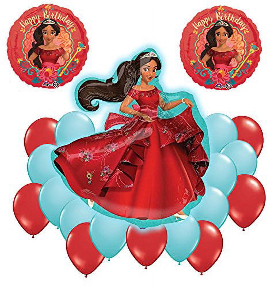 elena of avalor birthday dress Supershape Happy Balloon Bouquet Decoration Kit 20pc her magical amulet pulled HOCO Sneak Peek Library Shelves Books Belted Color:Light Pink Print