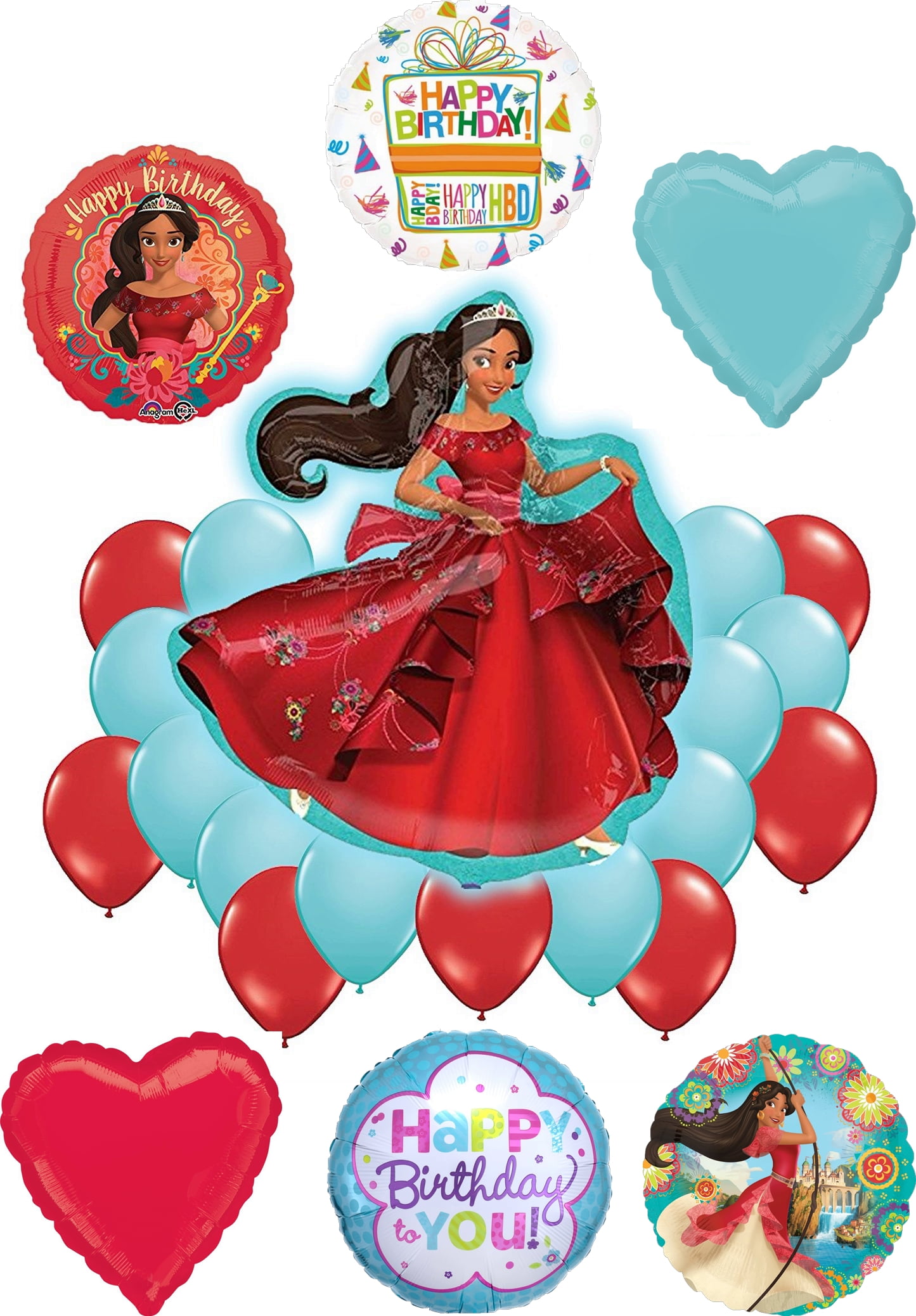 Elena Party Supplies Happy Birthday 24 pc Princess Balloon Bouquet Decorations