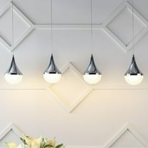 JONATHAN Y Elyse Teardrop 47" 4-Light Modern Mid-Century Iron/Acrylic Integrated Linear LED Pendant, Chrome/White