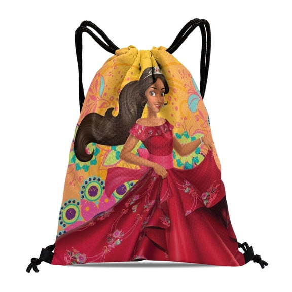 Elena of Avalor Princess Waterproof Drawstring Sack:Perfect for fitness, hiking, swimming, travel, beach, and shopping, sized at 15.7*17.7 inches.