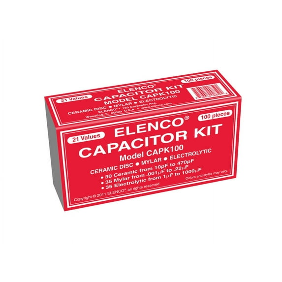 Elenco 100 Capacitor Component Kit Multi-Colored