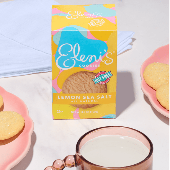 Eleni's Lemon Sea Salt Cookies Box 3.5 oz (Pack of 6)