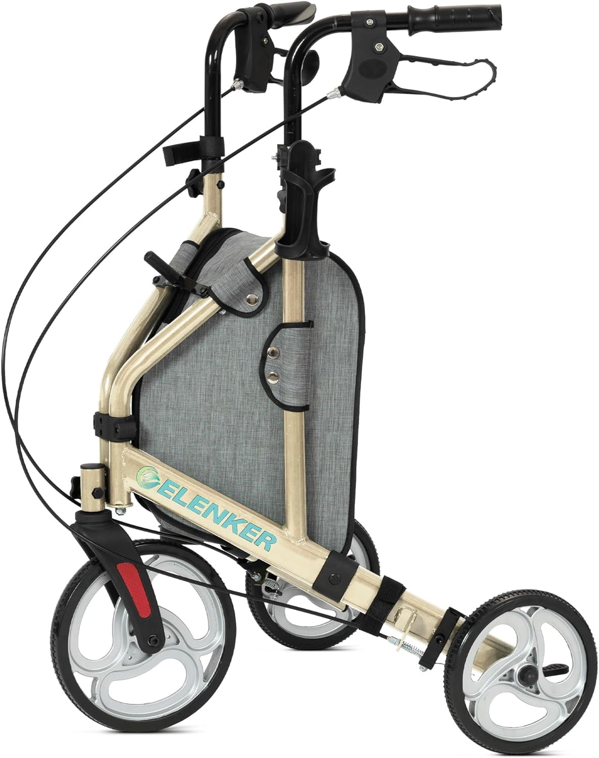 Elenker 3 Wheel Walker for Seniors, Foldable Rollator Walker with 10 ...